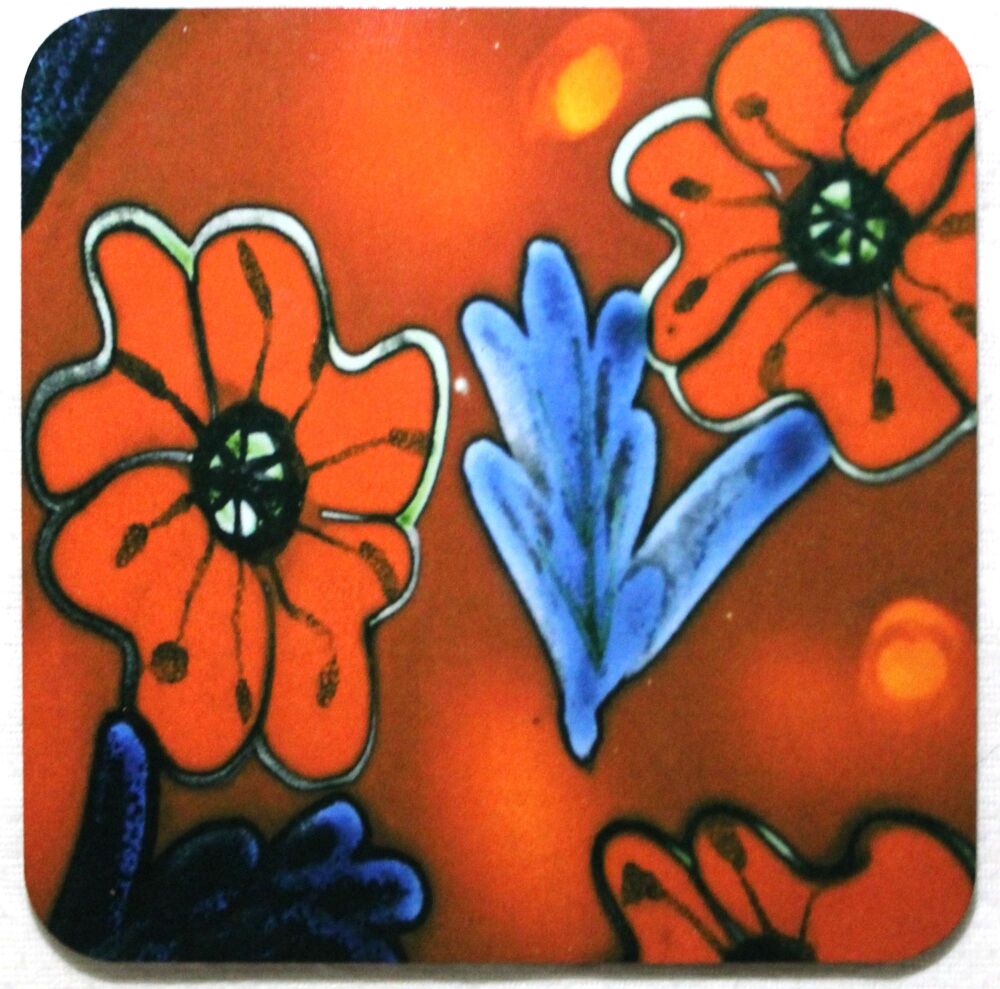 Wooden Coaster - Studio Poole Poppyfield design