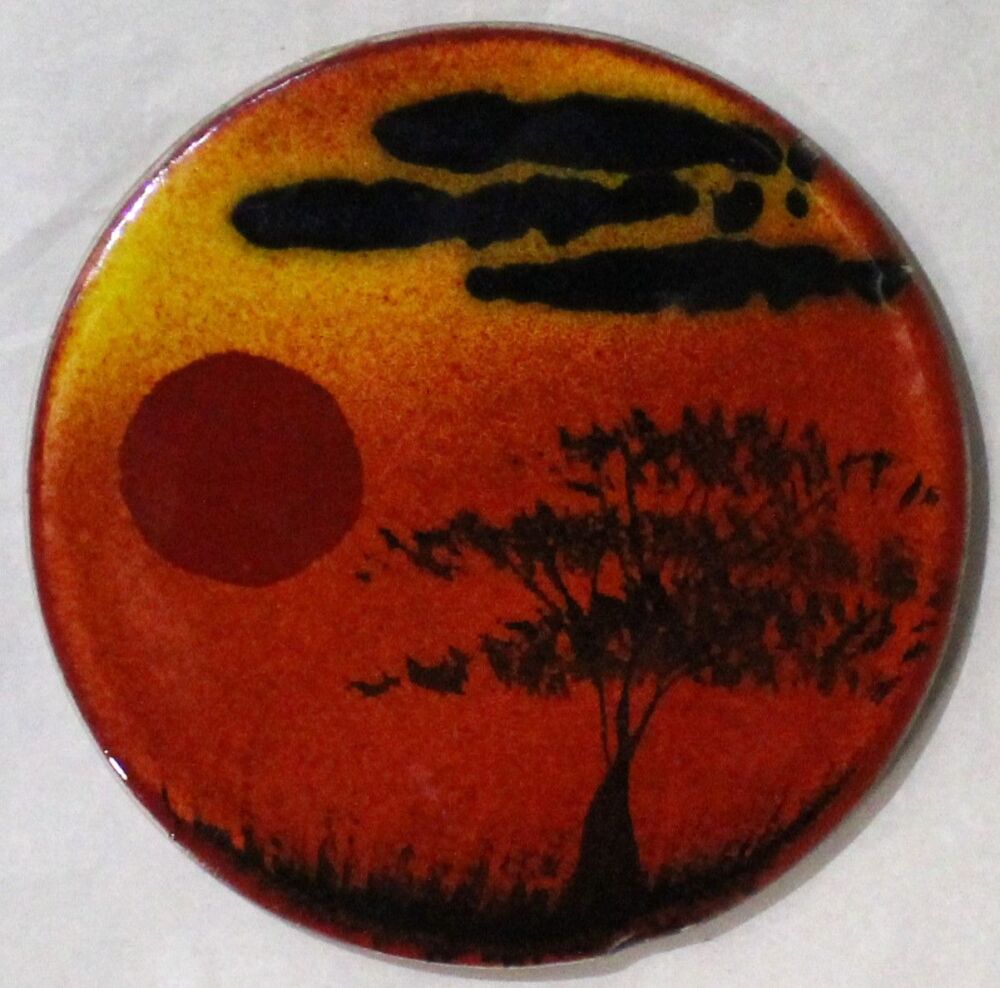 Ceramic hand painted coaster cork backed for protection - Studio Poole Afri