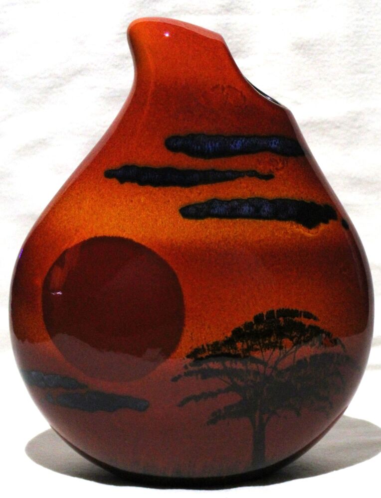 Hand cast Teardrop vase  8 inches - Studio Poole African Sky