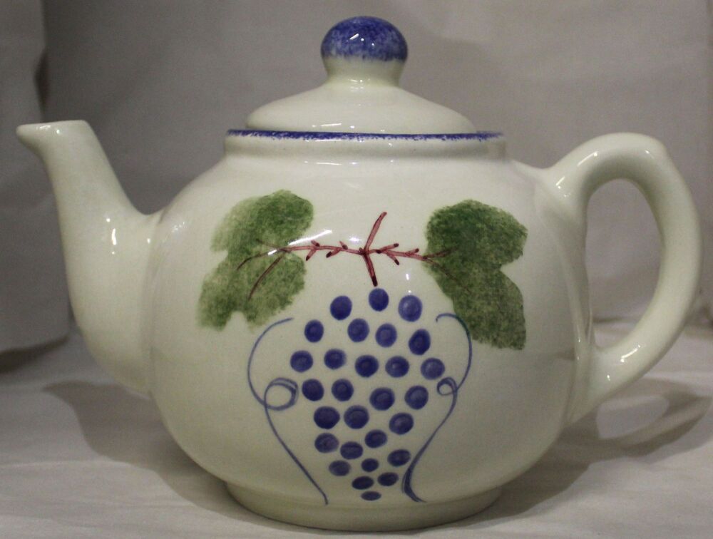 Tea Pot - Studio Poole Dorset Fruits Grapes Design