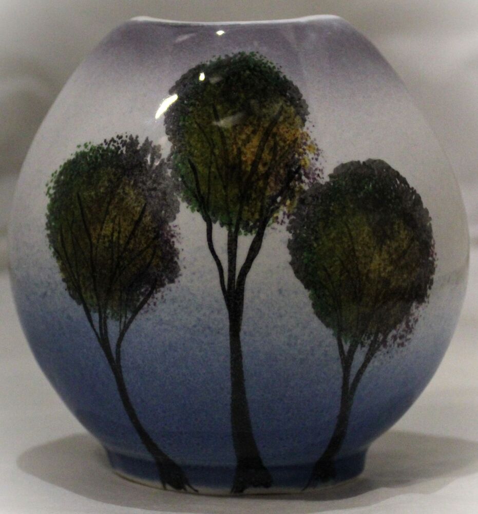 Hand-thrown, Mini Purse Vase - Trees in the Mist design