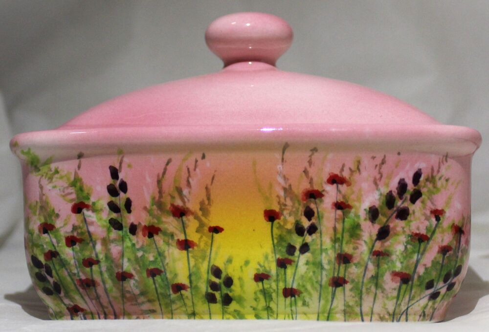 Butter Dish - Studio Poole Meadow Field Pink