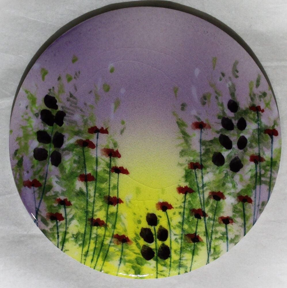 Ceramic hand painted coaster cork backed for protection - Studio Poole Meadow Field Lilac