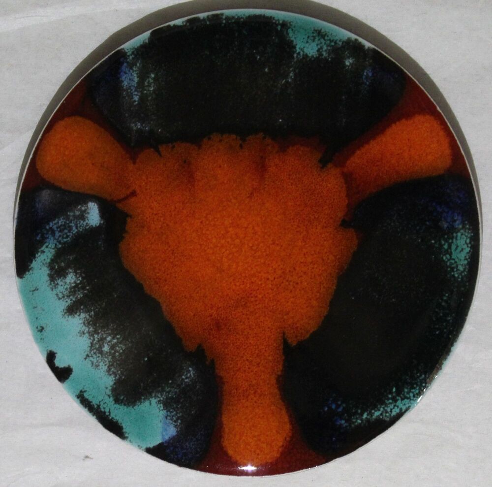 Ceramic hand painted coaster cork backed for protection - Studio Poole Volc