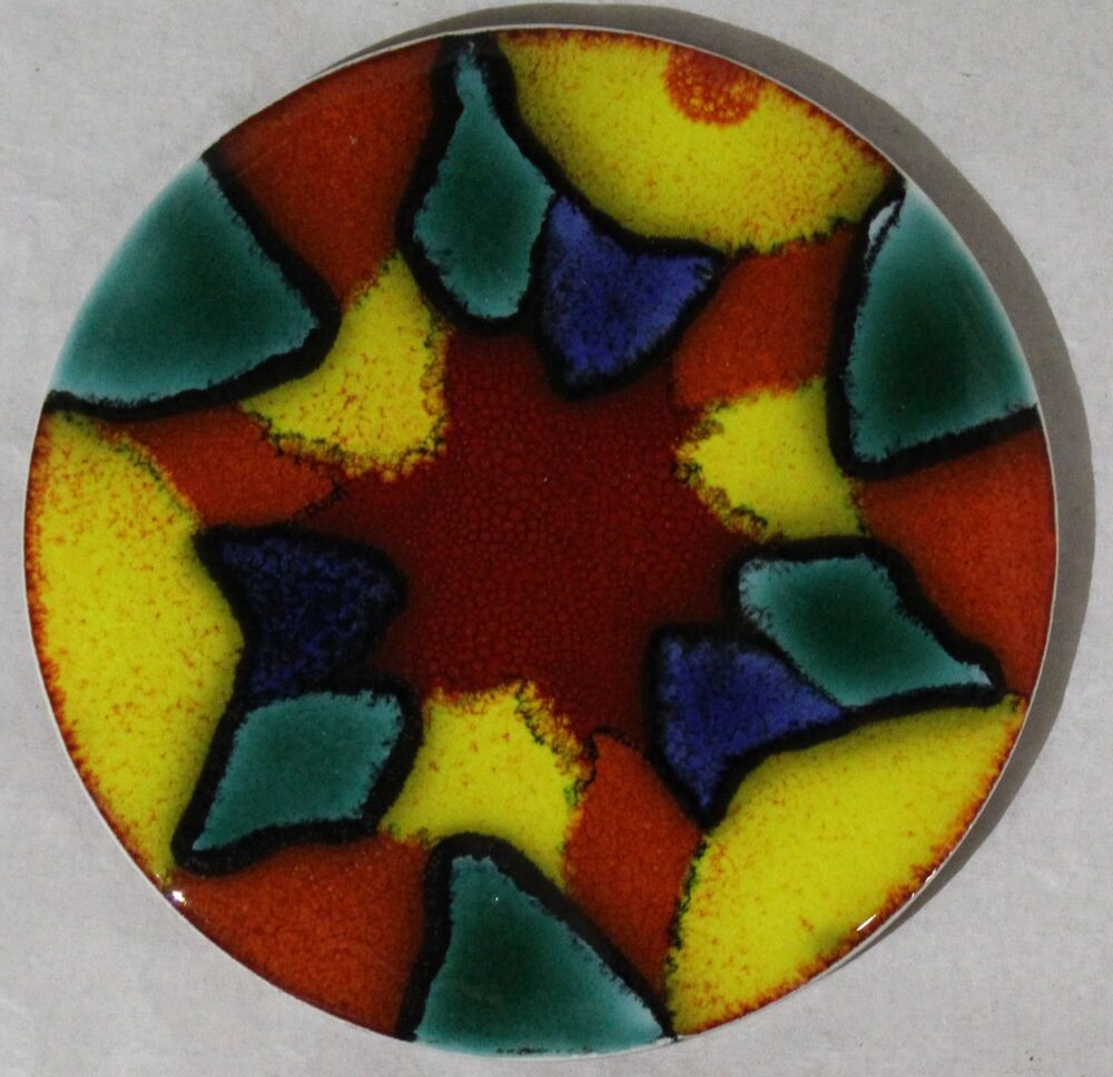 Ceramic hand painted coaster cork backed for protection - Studio Poole Harl