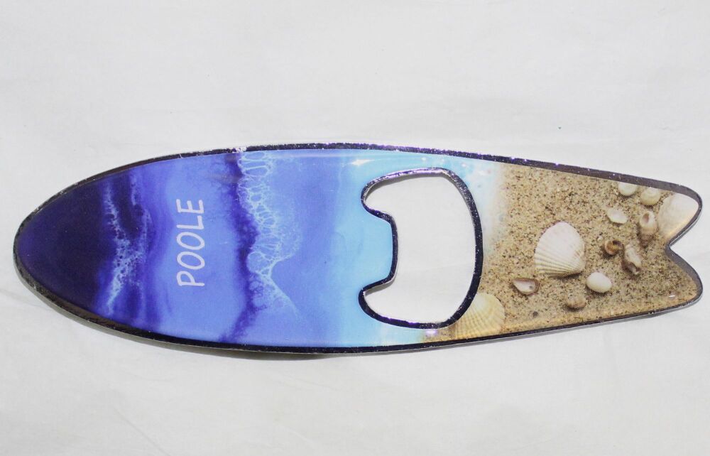 Poole Beach view Magnet Bottle-opener