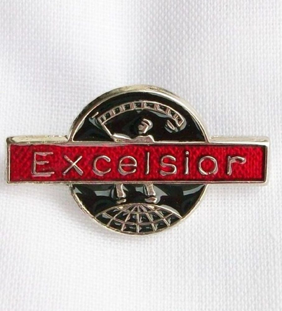 Excelsior enamel lapel pin badge