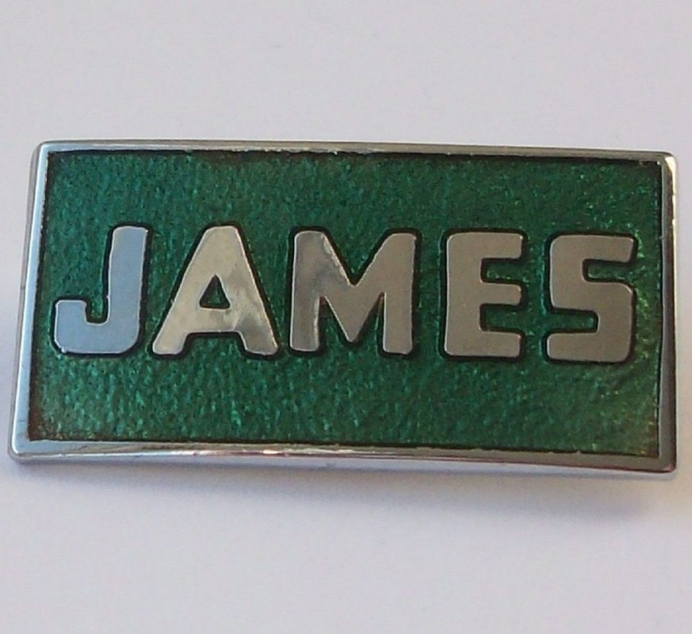 James enamel lapel pin badge