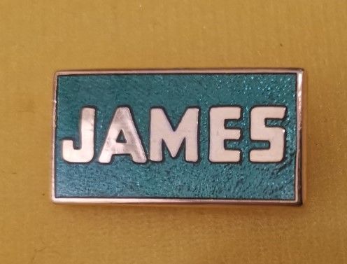 James enamel lapel pin badge