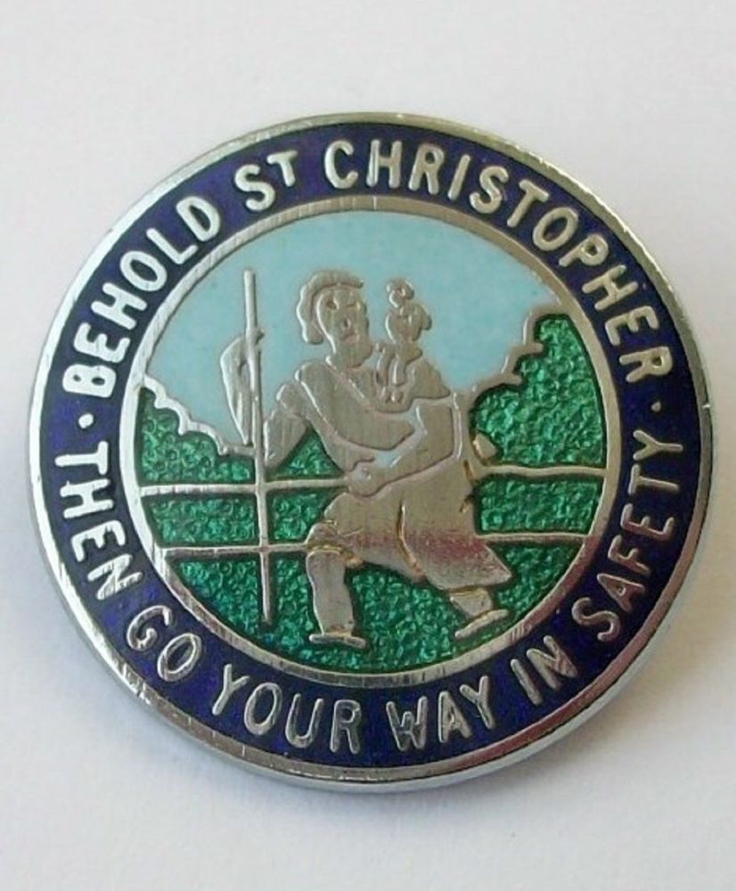 St Christopher enamel lapel pin badge