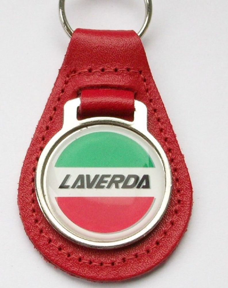 Laverda acrylic badged red leather keyring