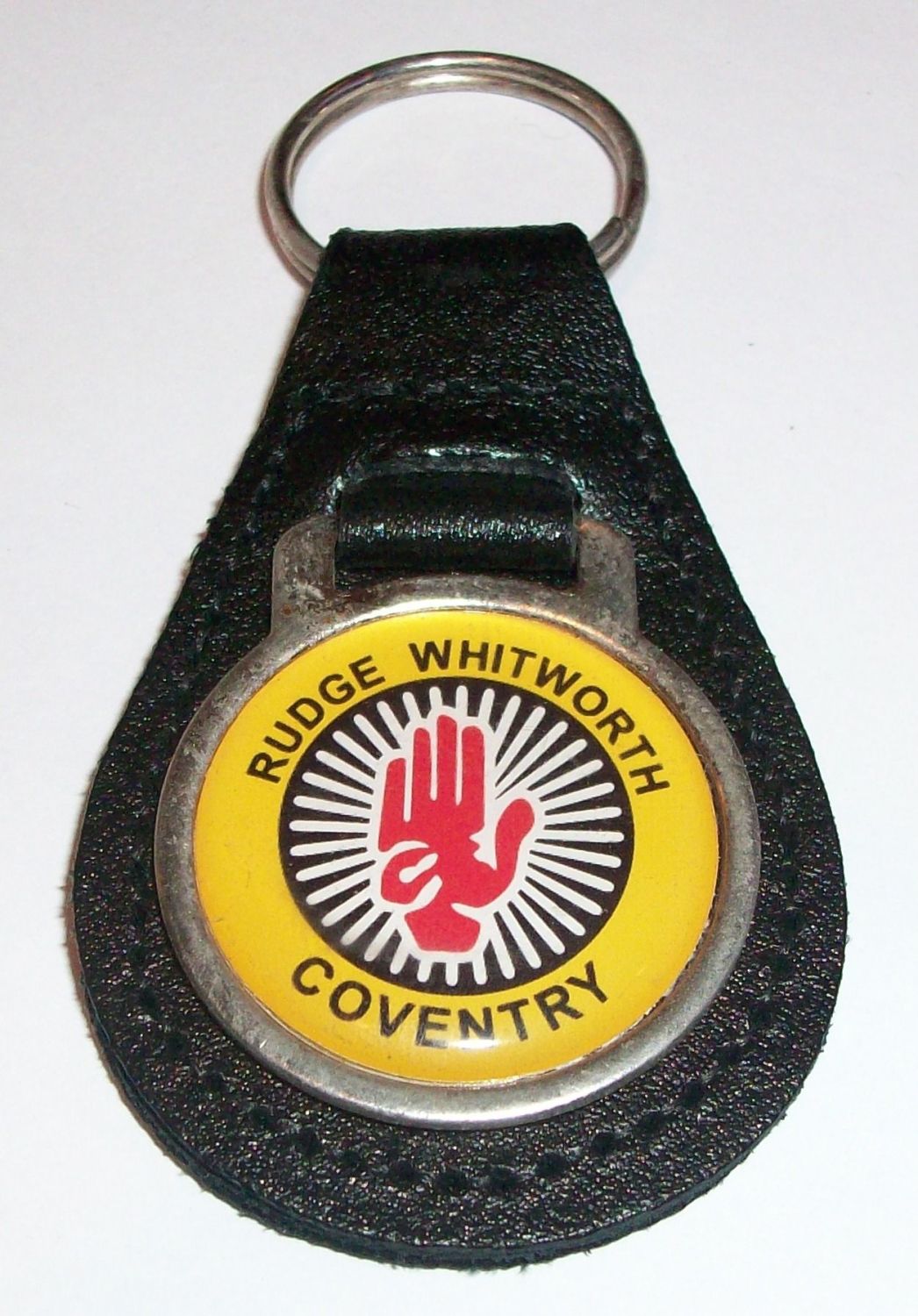 Rudge Whitworth acrylic badged black leather keyring