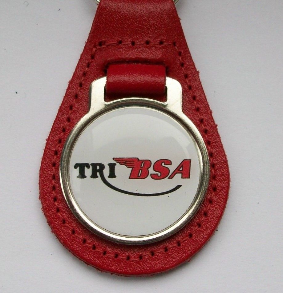 Tribsa acrylic badged red leather keyring