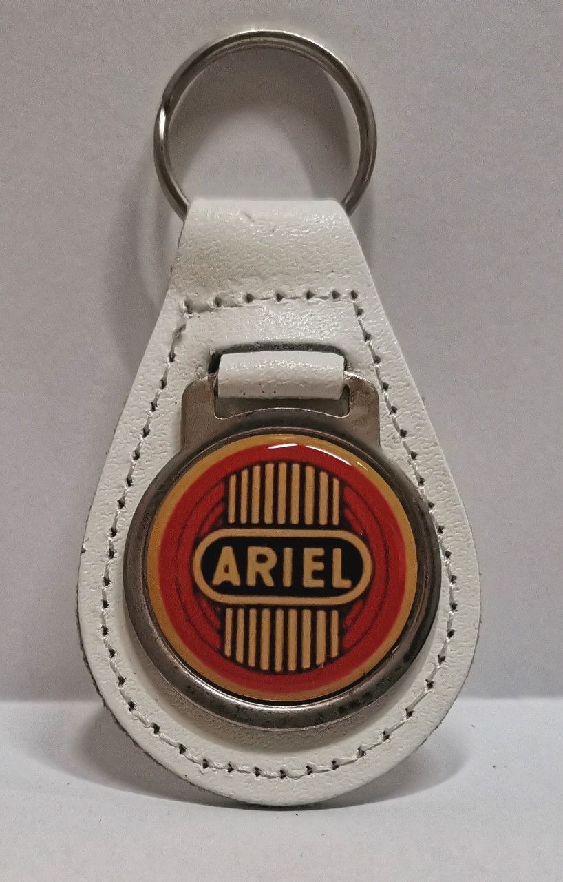 Ariel acrylic badged white leather keyring