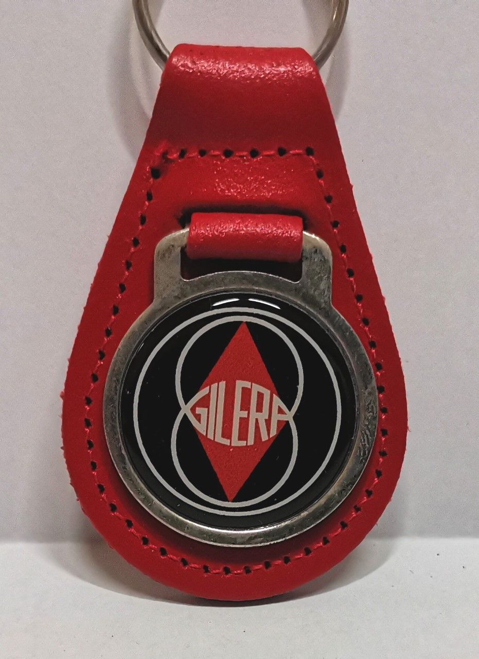 Gilera acrylic badged red leather keyring