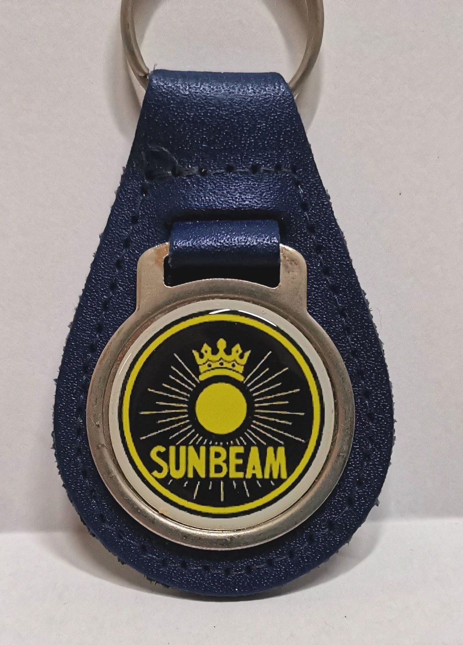 Sunbeam acrylic badged blue leather keyring