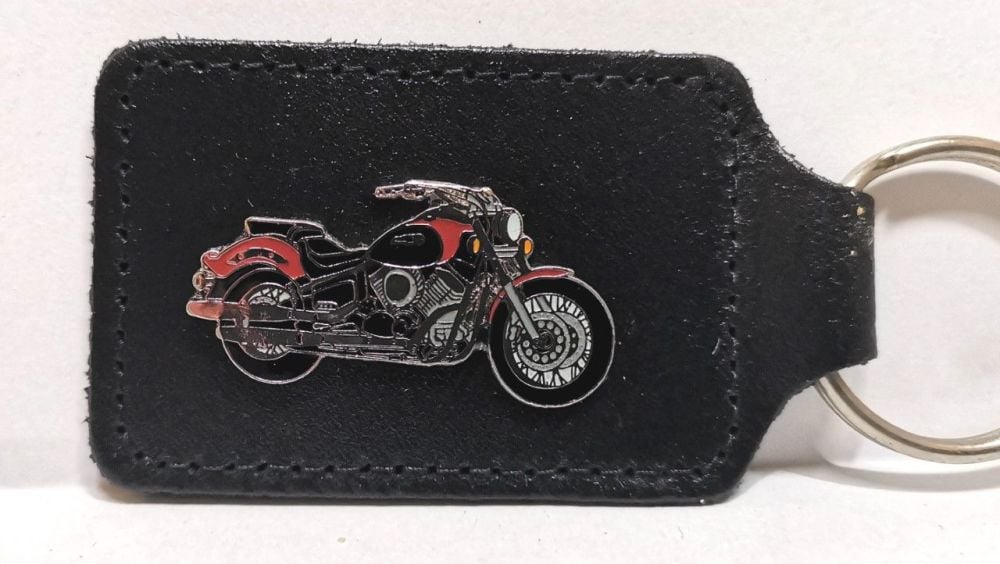 XVS1100 Dragstar badged leather keyring (0743)