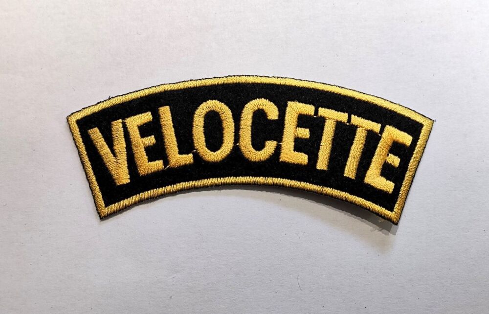 Velocette shoulder title..