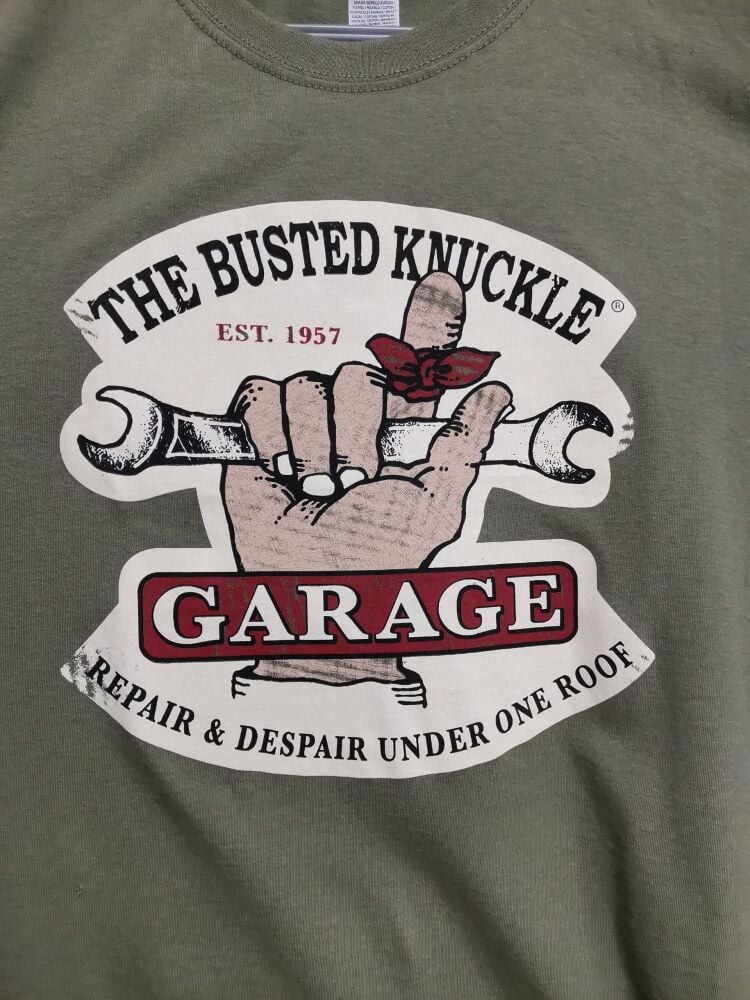 Busted Knuckle Garage Tee Shirt, size small, chest 35"