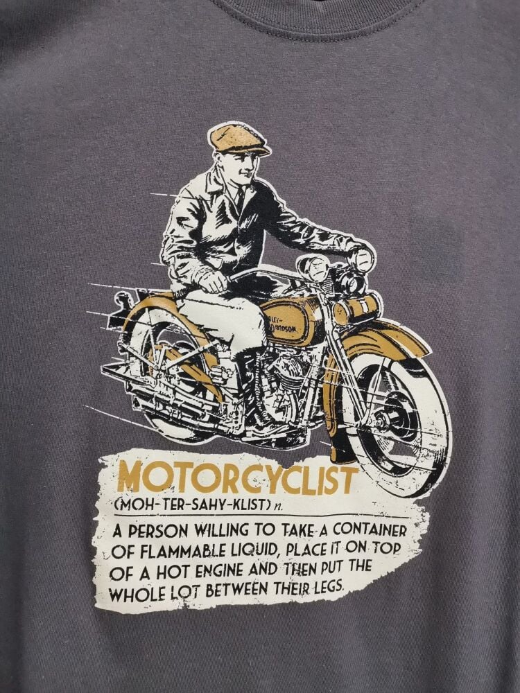 Motorcyclist Tee Shirt, Size small, chest 35"