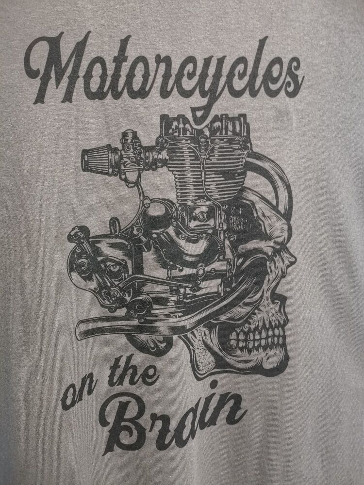 Motorcycles On The Brain Tee Shirt, size XXX large, chest 54"