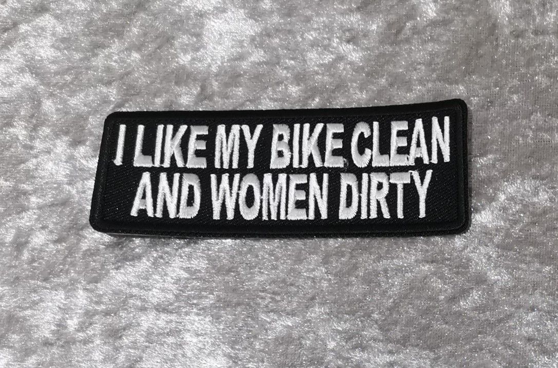 I Like My Bike Clean Patch, (approx 4" long)