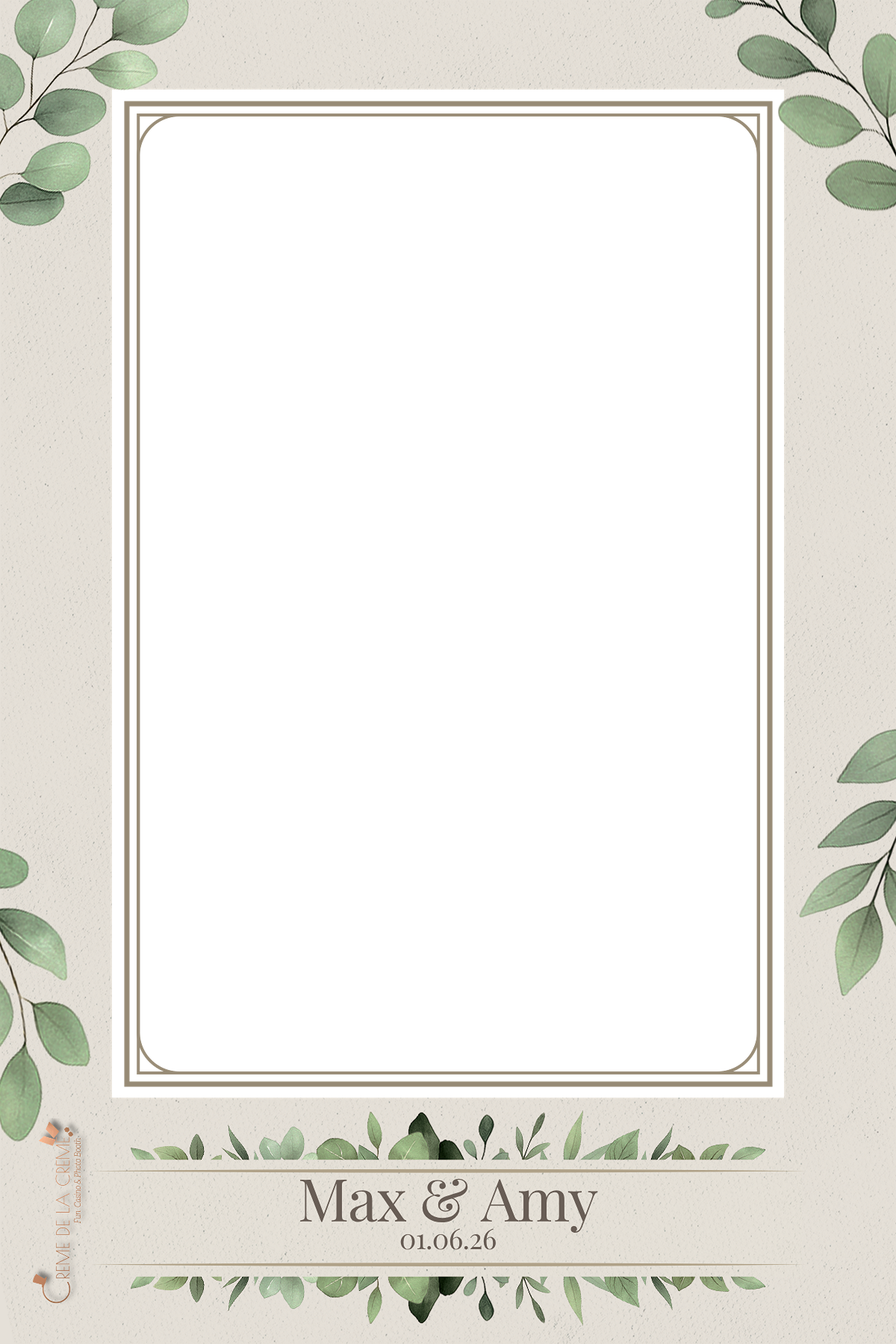 B1 Rustic Green & Beige Wedding Photo Booth Template