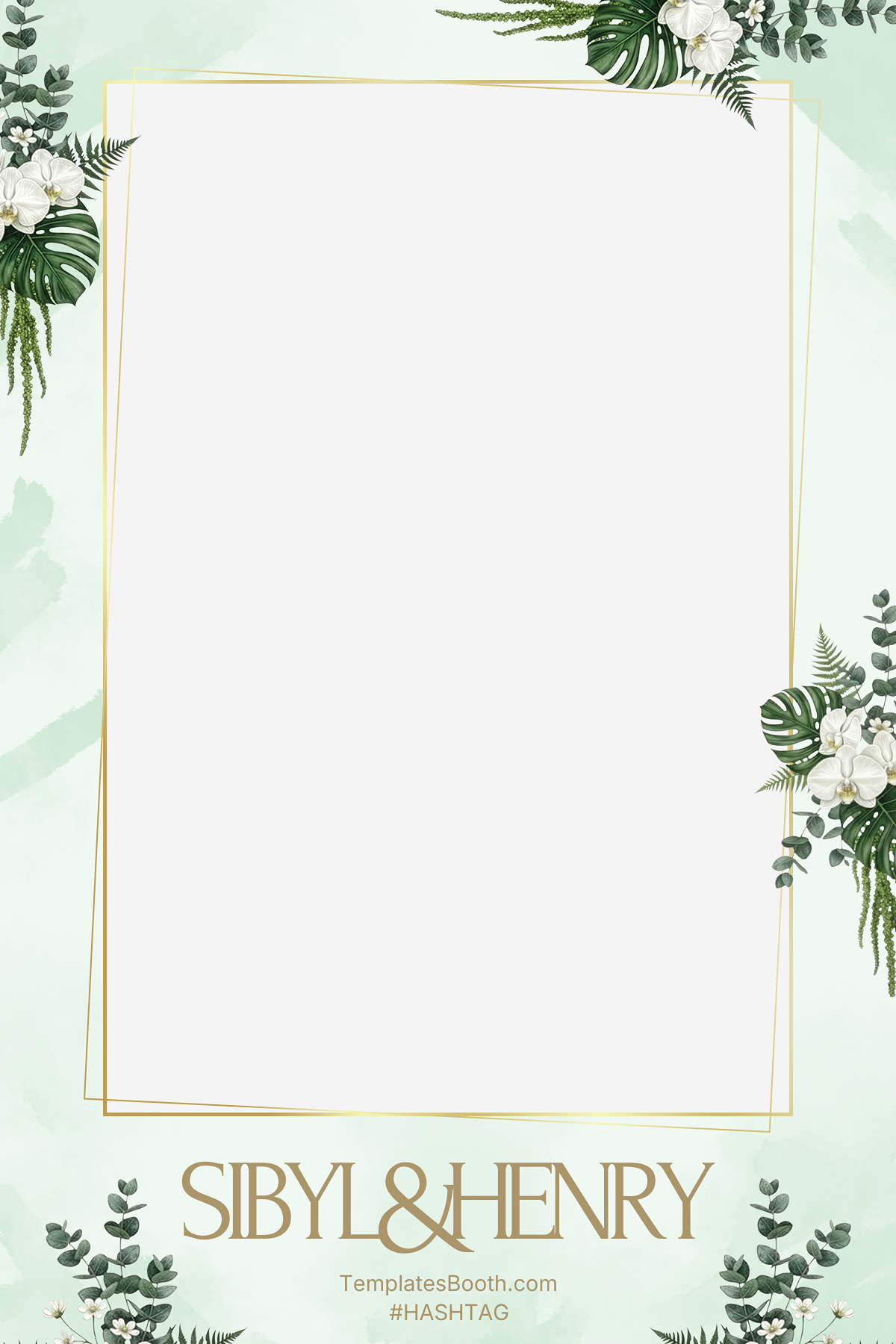 B10 Soft Green Wedding Photo Booth Template