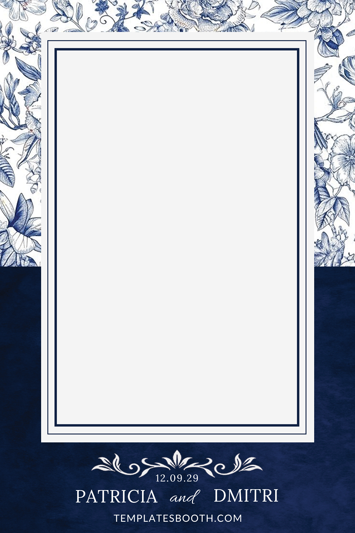 B16 Vintage Navy Wedding Photo Booth Template