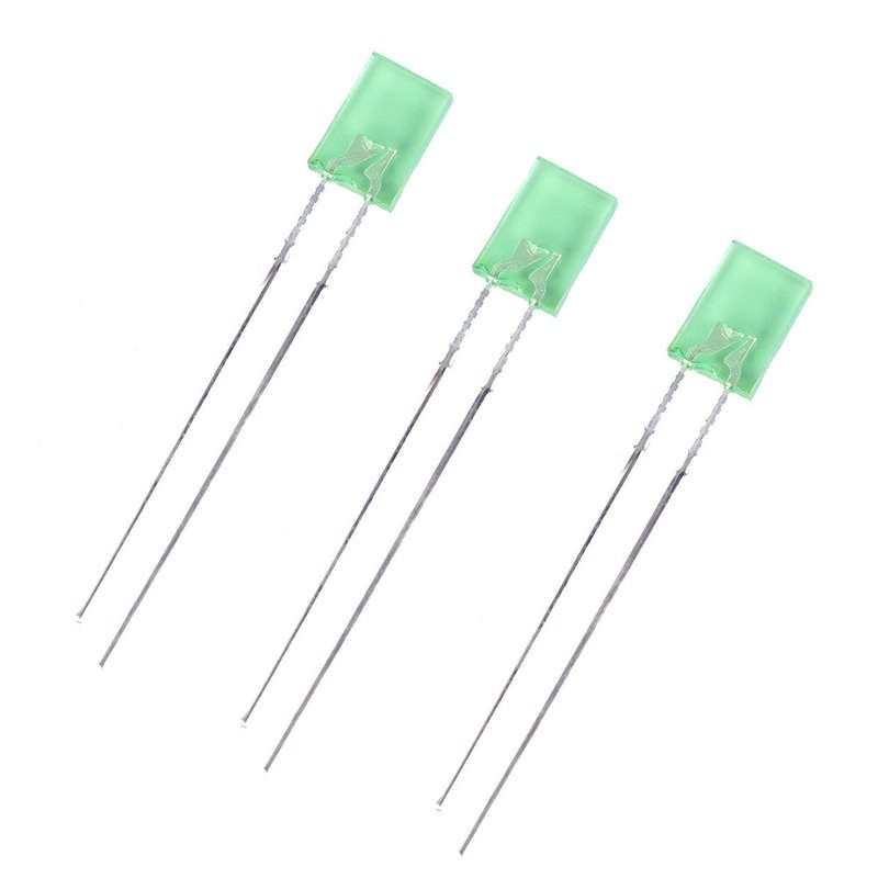 10 x Rectangle Green LED 2x5x7mm