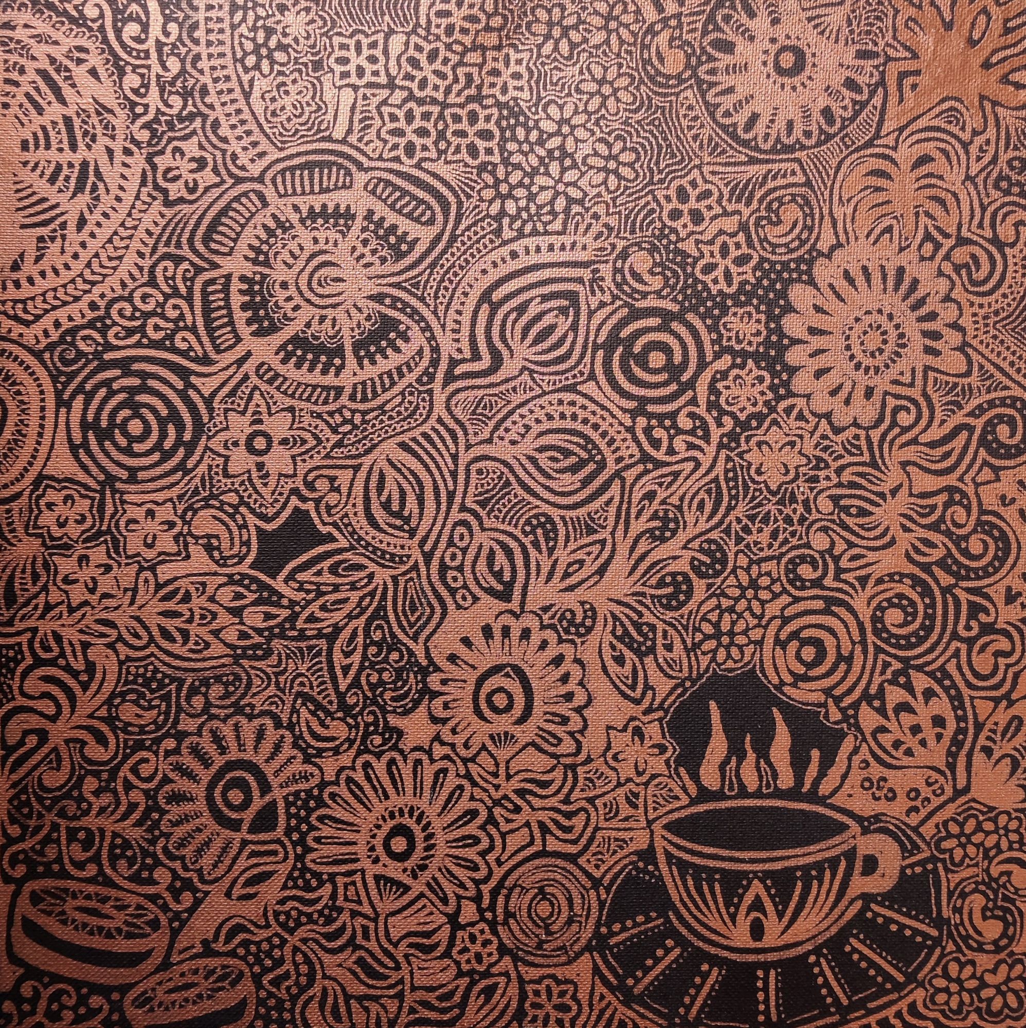 copper ink drawing mehndi henna design