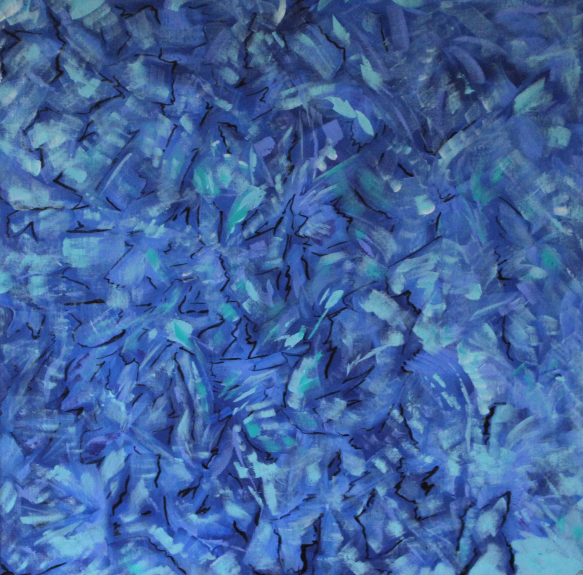 abstract artwork in blue and mint called thaw