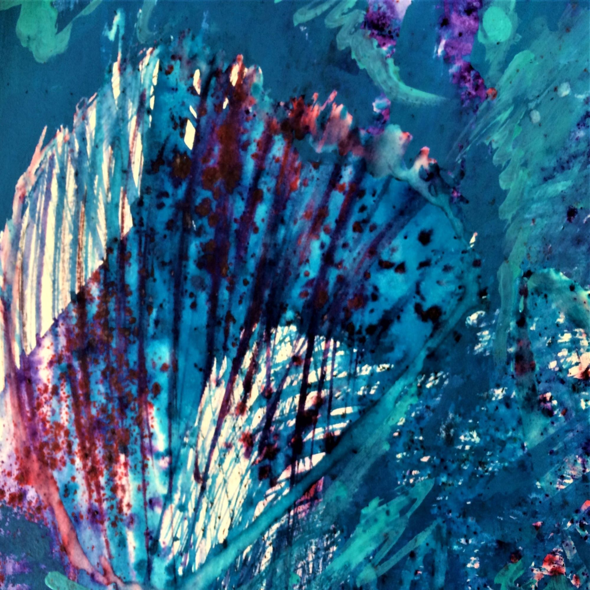 painting detail watercolour blue shells