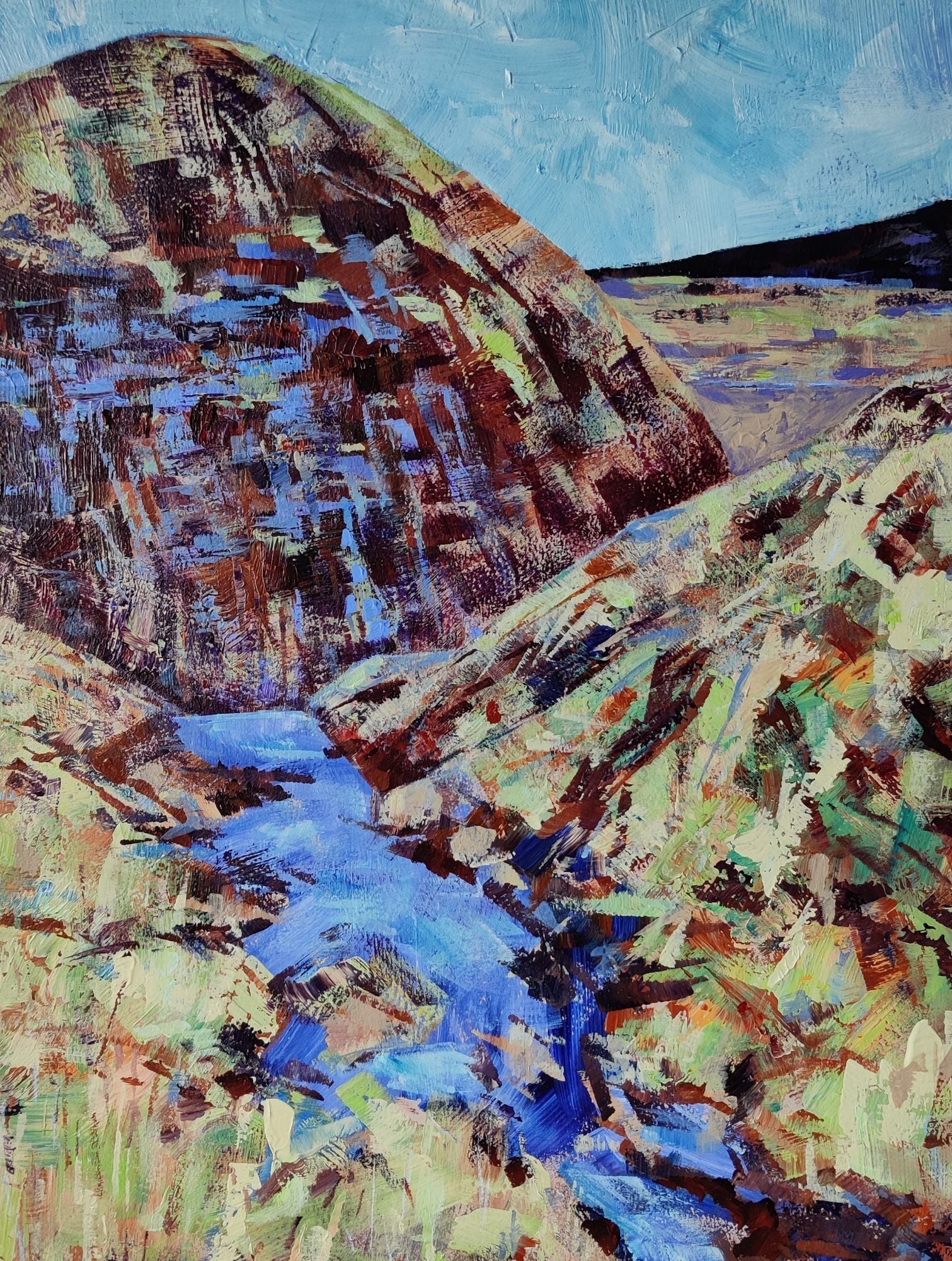 acrylic painting for sale of the top of Cautley Spout