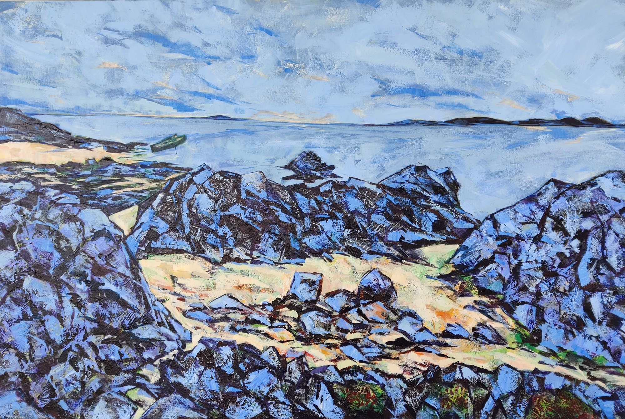 acrylic painting for sale of beach view to Jura Scotland