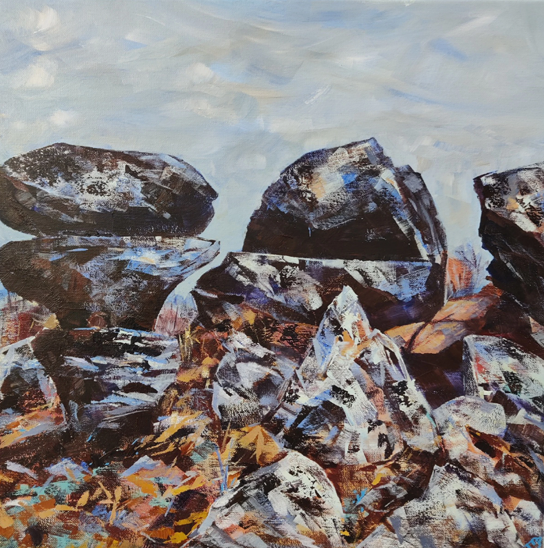 acrylic painting for sale of duck in water