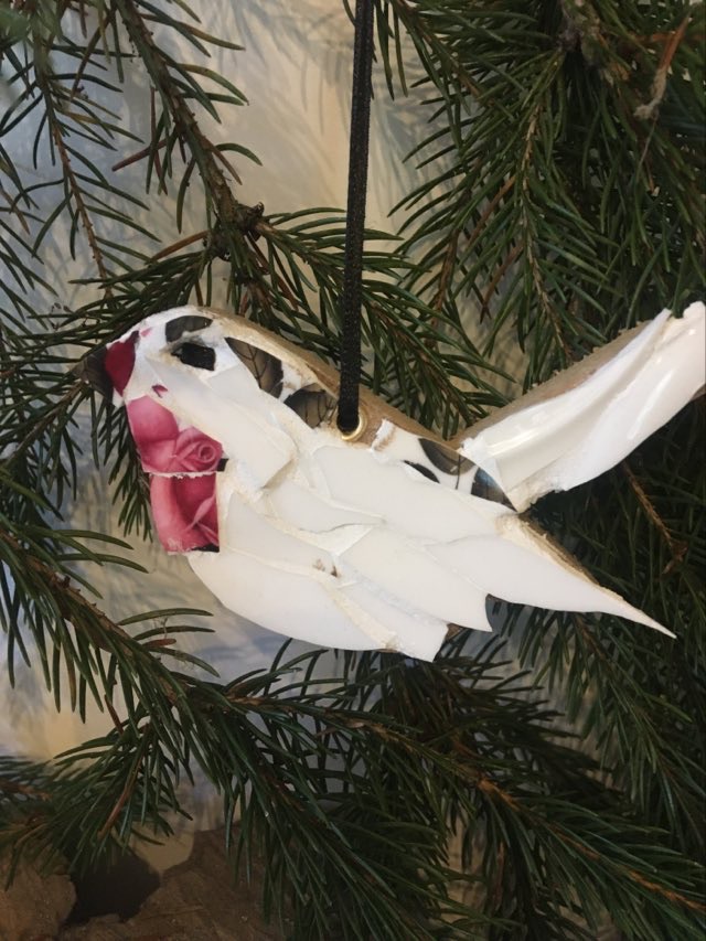 China Mosaic Rose Breasted Robin Christmas Tree Decoration Hand Made in UK