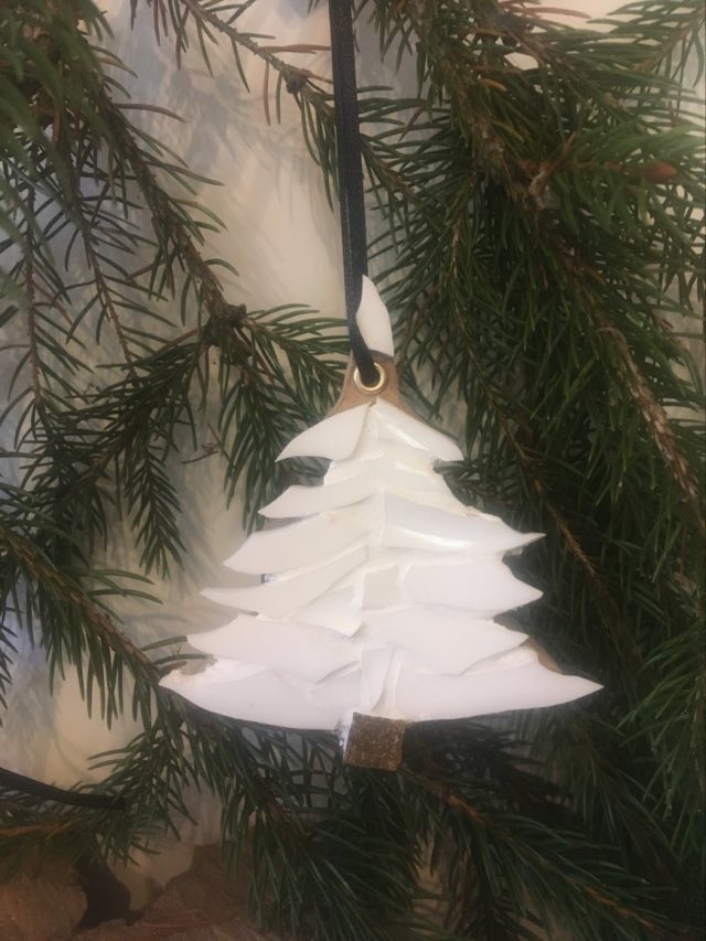 China Mosaic Snowy Tree Christmas Tree Decoration Hand Made in UK