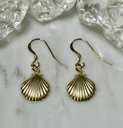 Gold shell charm earrings
