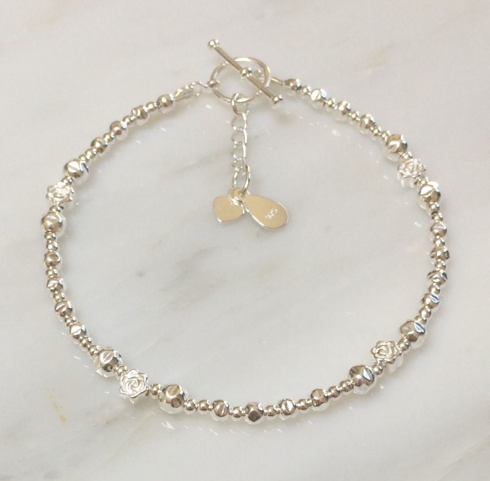 Sterling Silver Flower Bracelet