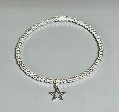 sterling silver open star charm bracelet