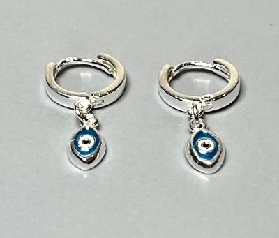 Sterling silver evil eye huggie earrings