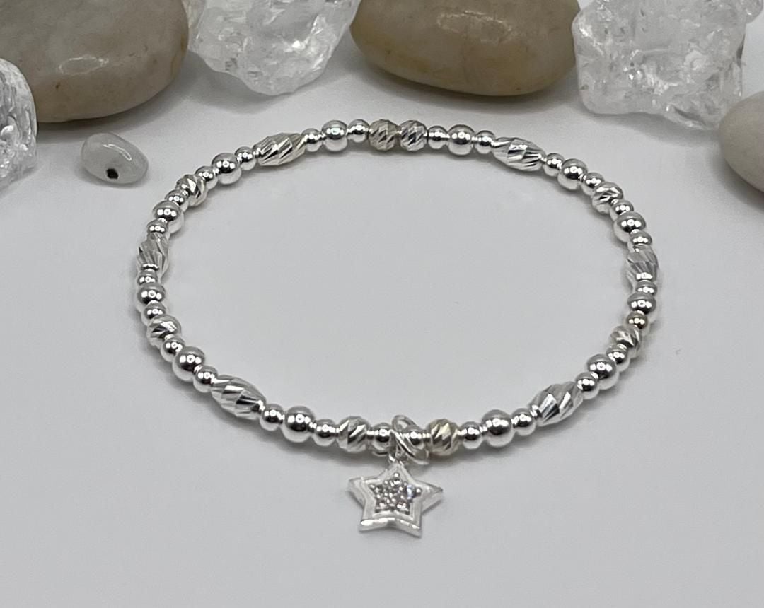 Sterling Silver Sparkling Star Bracelet