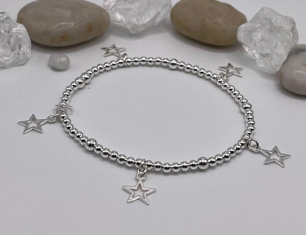 Sterling silver stars charm bracelet