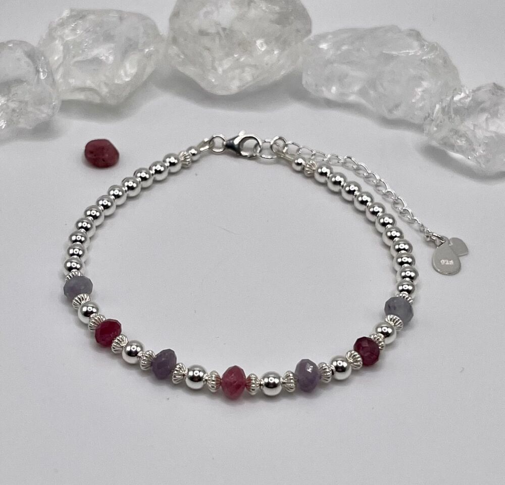 Plum Tourmaline And Sterling Silver Bracelet