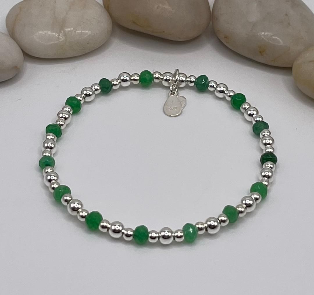 May birthstone Bracelet - Emerald Green Crystal Agate