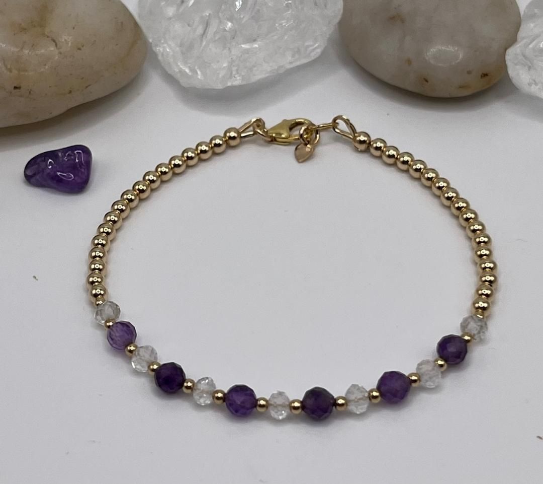 Amethyst And AA Quartz Crystal Bracelet