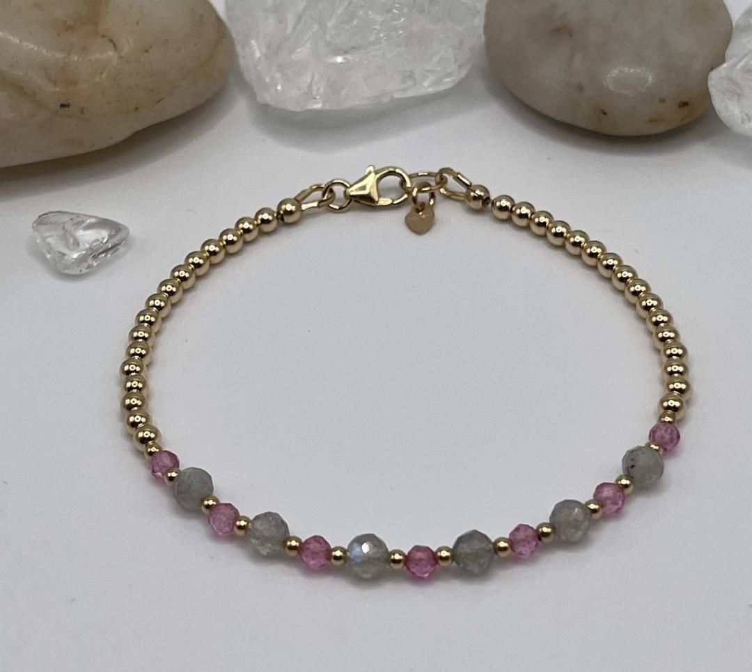 Pink Sapphire And Labradorite Bracelet