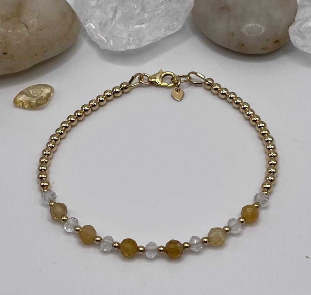 Citrine gemstones and AA quartz crystal bracelet