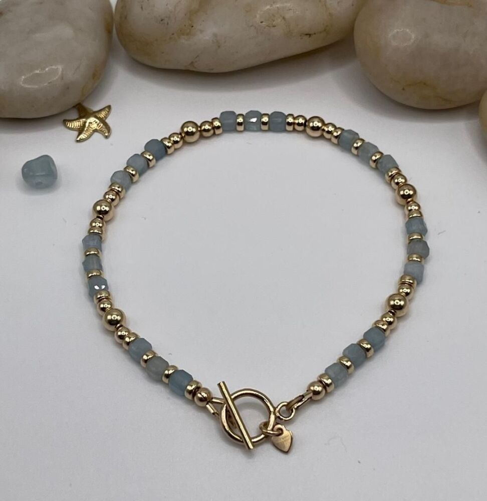 Square Aquamarine Gemstone Bracelet